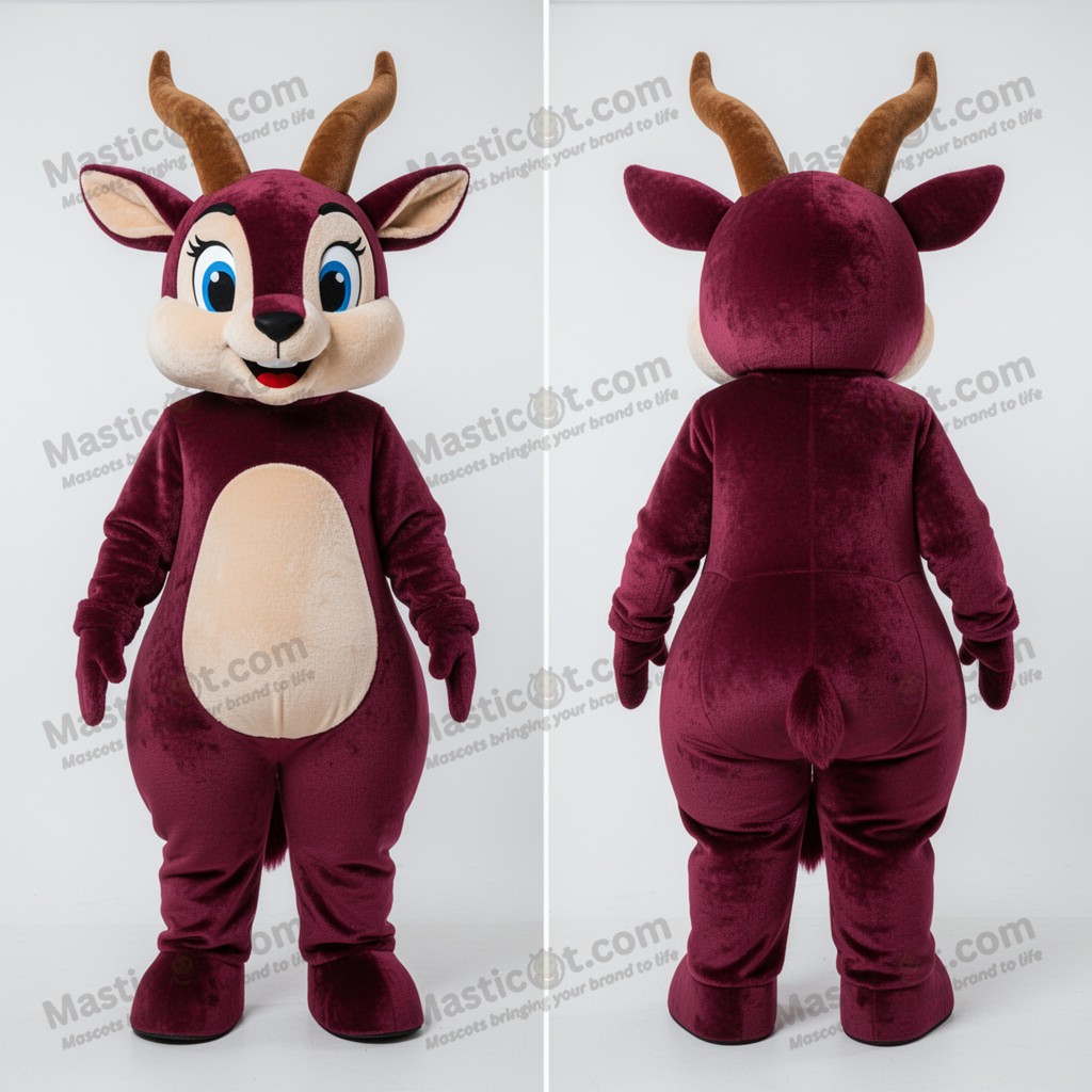 Maroon Cartoon Gazelle Mascot - Gazelle - MASTICOT_16 - Masticot.com