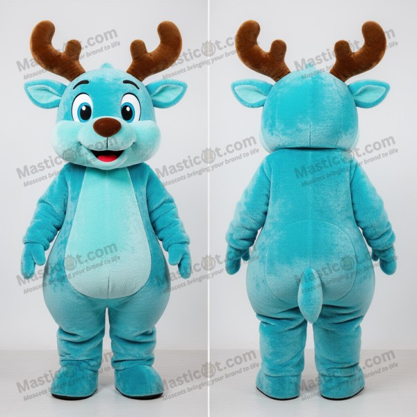 Cyan velvety reindeer mascot - Masticot.com