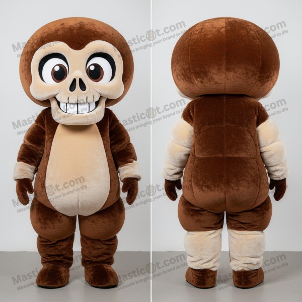 Brown velvety skull mascot - Masticot.com