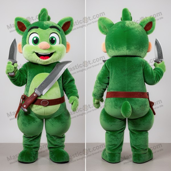 Forest Green Cartoon Knife Thrower Mascot - Masticot.com