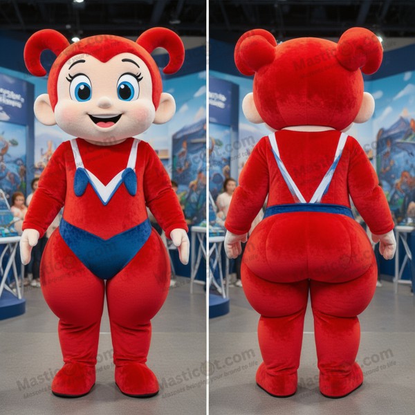Mascota acróbata dinámica carmesí - Artista de Trapecio - MASTICOT_4842 - Masticot.com