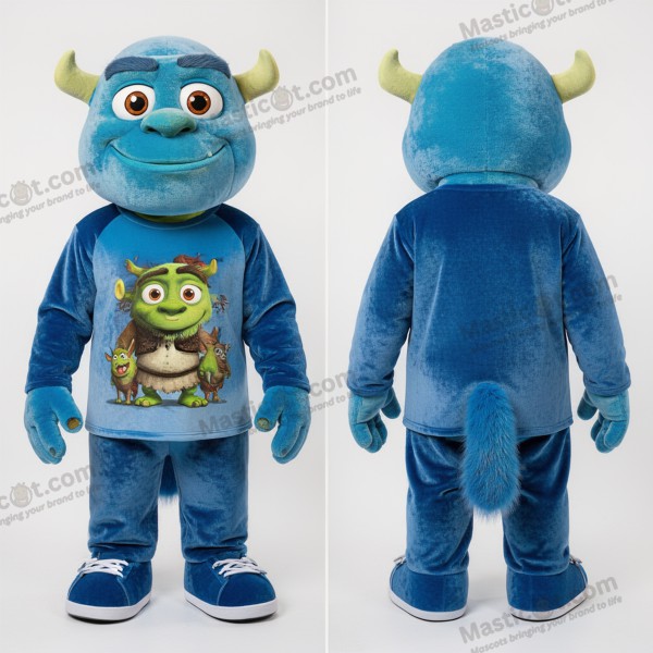 Bløt blå grinsende ogremaskot - Troll - MASTICOT_48699 - Masticot.com