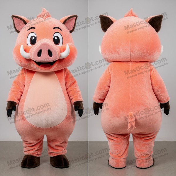 Peach soft wild boar mascot - Masticot.com