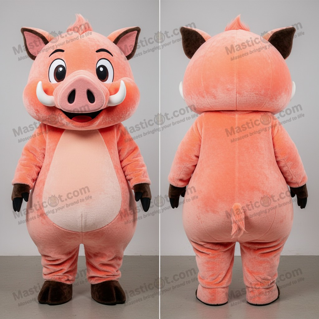 Peach soft wild boar mascot - Masticot.com