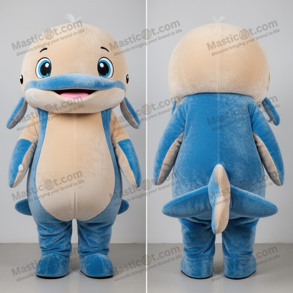 Beige blue plush whale mascot - Masticot.com