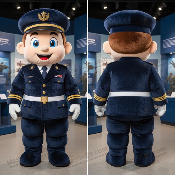 Marineblå maskot – soldat med brede skuldre - Masticot.com