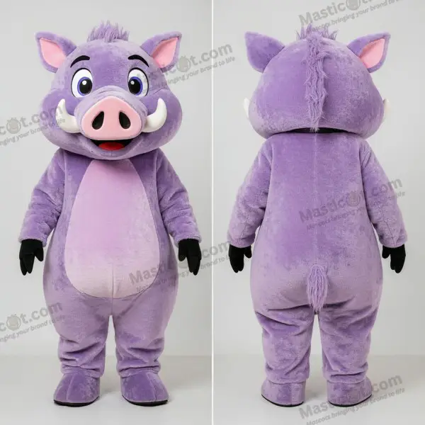 Lavender broad snouted wild boar mascot - Wild Boar - MASTICOT_48958 - Masticot.com