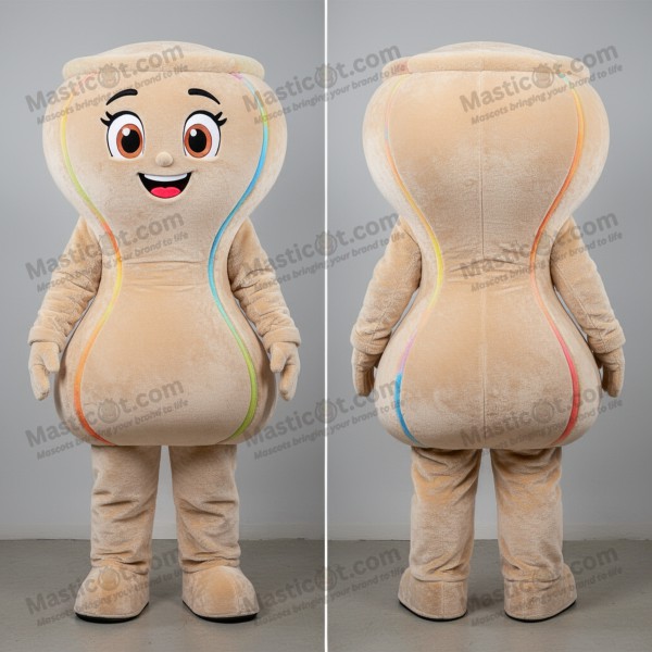 Beige rounded hourglass mascot - Masticot.com