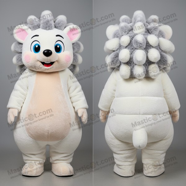 Soft white padded porcupine mascot - Masticot.com