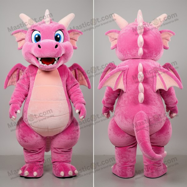 Blush pink velvety dragon mascot - Masticot.com