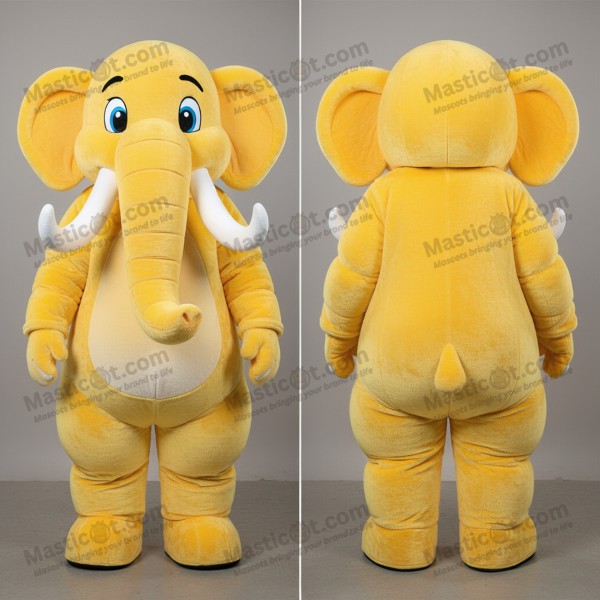 Yellow rounded tusked mammoth mascot - Masticot.com