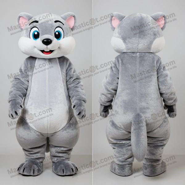 Silver plush weasel mascot - Masticot.com
