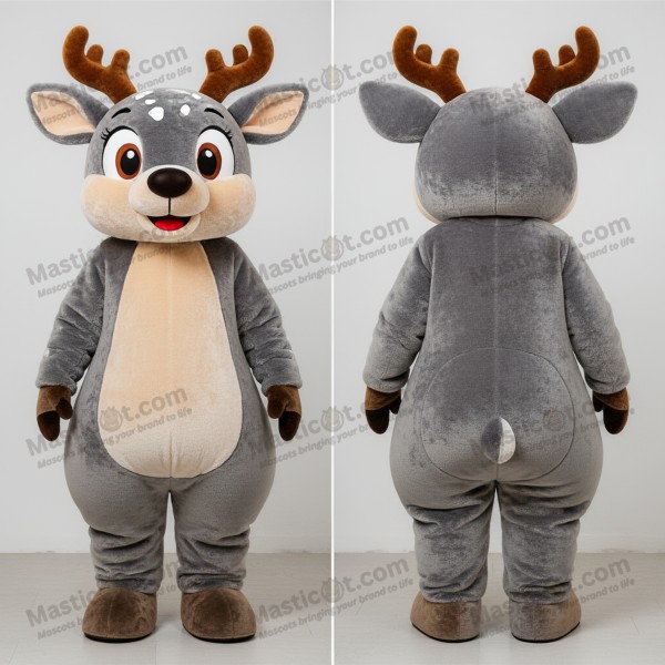 Velvety gray roe deer mascot - Masticot.com
