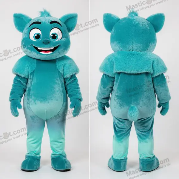Turquoise blue playful devil mascot - Devil - MASTICOT_49192 - Masticot.com
