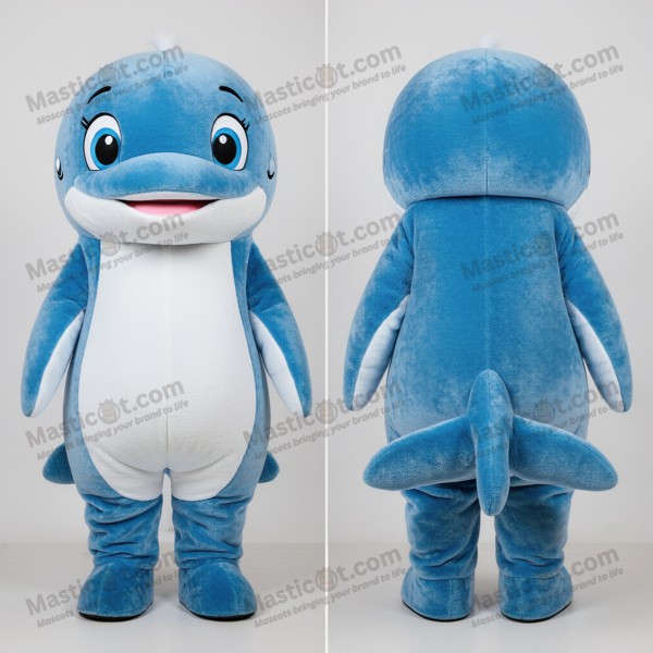 Tan blue broad shouldered blue whale mascot - Masticot.com