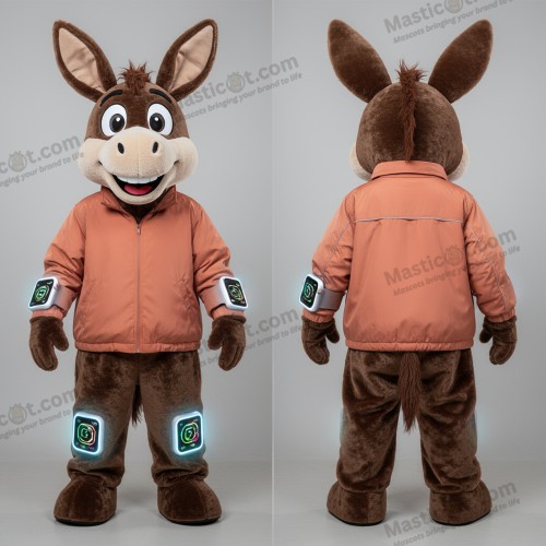Samtbrauner Cartoon-Esel-Maskottchen - Esel - MASTICOT_49267 - Masticot.com