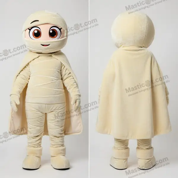 Cream velvety mummy mascot - Mummy - MASTICOT_49295 - Masticot.com
