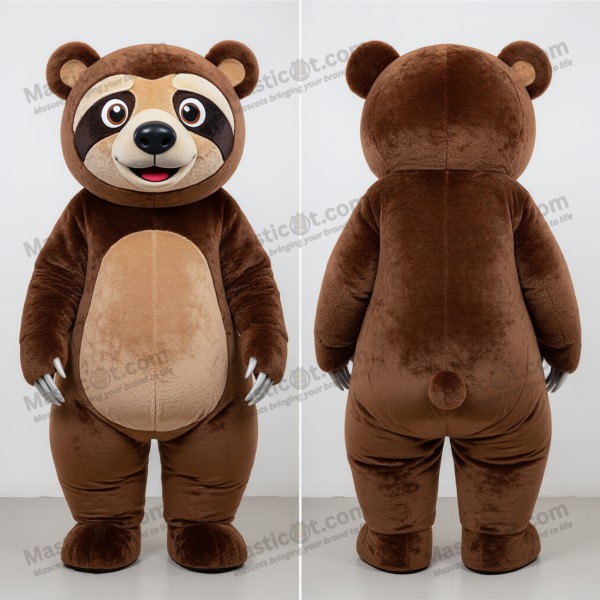 Sjokoladebrun kosete dovendyrbjørn-maskot - Masticot.com