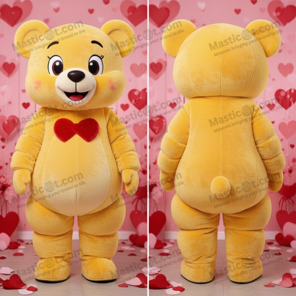 Velvet Yellow Cartoon Teddy Bear Mascot - Masticot.com