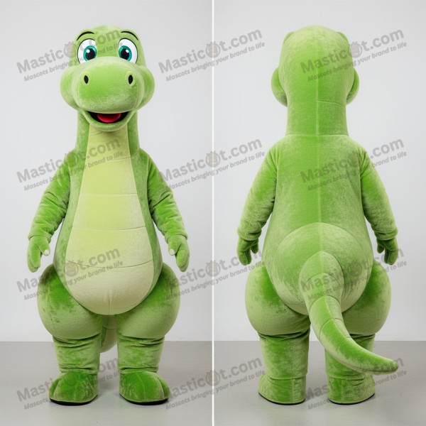 Diplodok maskot v krémové zelené barvě - Masticot.com