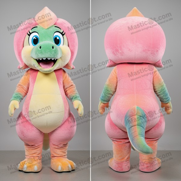 Peach tinted playful allosaurus mascot - Masticot.com