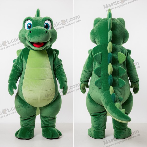 Vennerlig Stegosaurus-maskot i skoggrønt - Stegosaurus - MASTICOT_49370 - Masticot.com