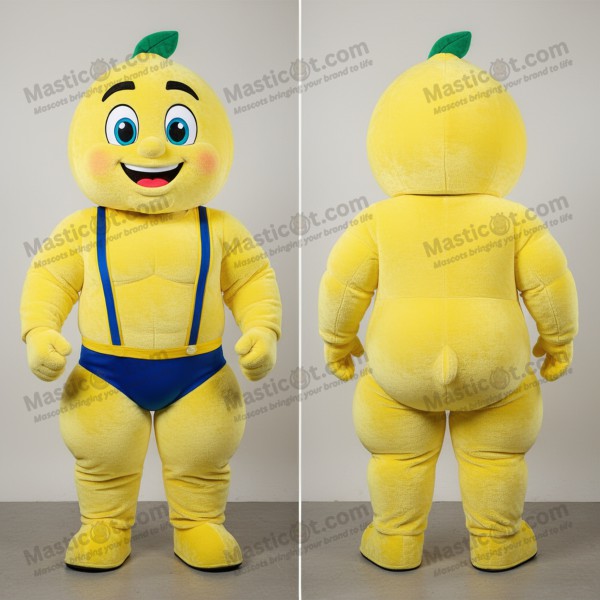 Lemon yellow muscular strongman mascot - Masticot.com