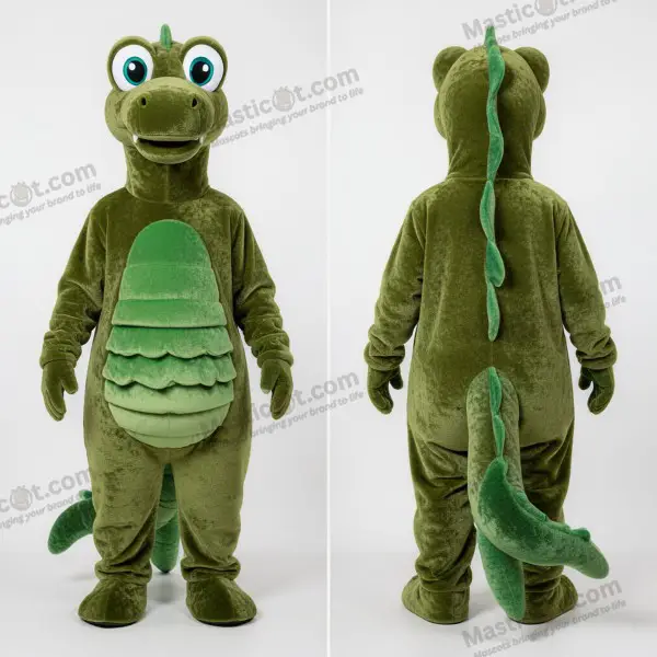 Olive Green Cartoon Loch Ness Monster Mascot - Loch Ness Monster - MASTICOT_49390 - Masticot.com