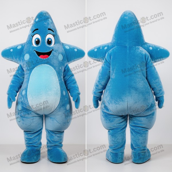 Velvety blue playful starfish mascot - Masticot.com