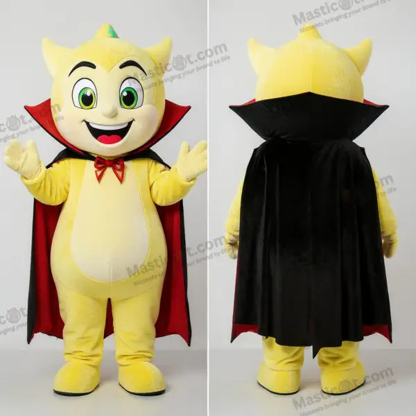 Lemon Yellow Cartoon Vampire Mascot - Vampire - MASTICOT_49496 - Masticot.com