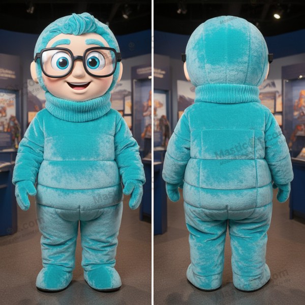 Costum de mascota umană tun de energie cian - Glonț Uman de Tun - MASTICOT_49525 - Masticot.com