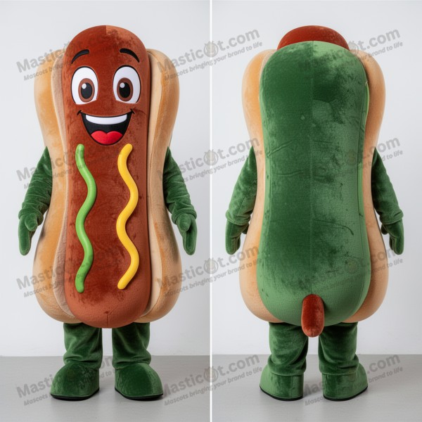 Forest Green Smiling Hot Dogs Mascot - Masticot.com