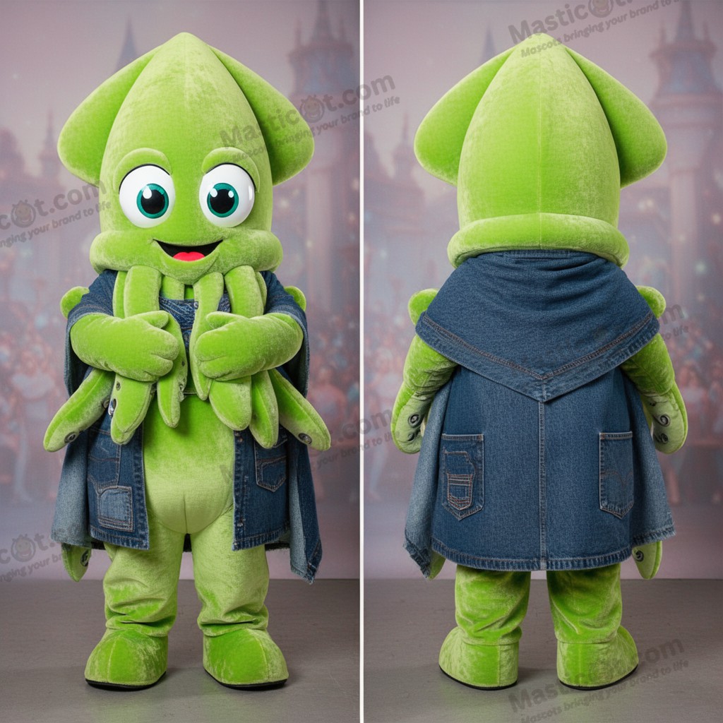 Limegrøn krambar blæksprutte-maskot - Bleksprutte - MASTICOT_49561 - Masticot.com