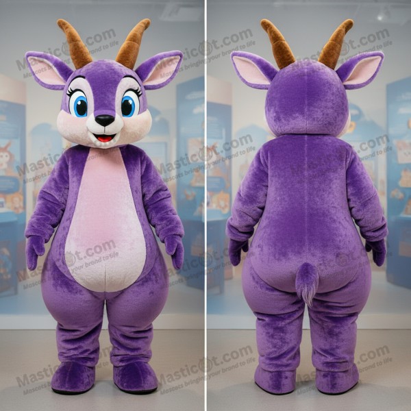 Velvety purple playful gazelle mascot - Masticot.com