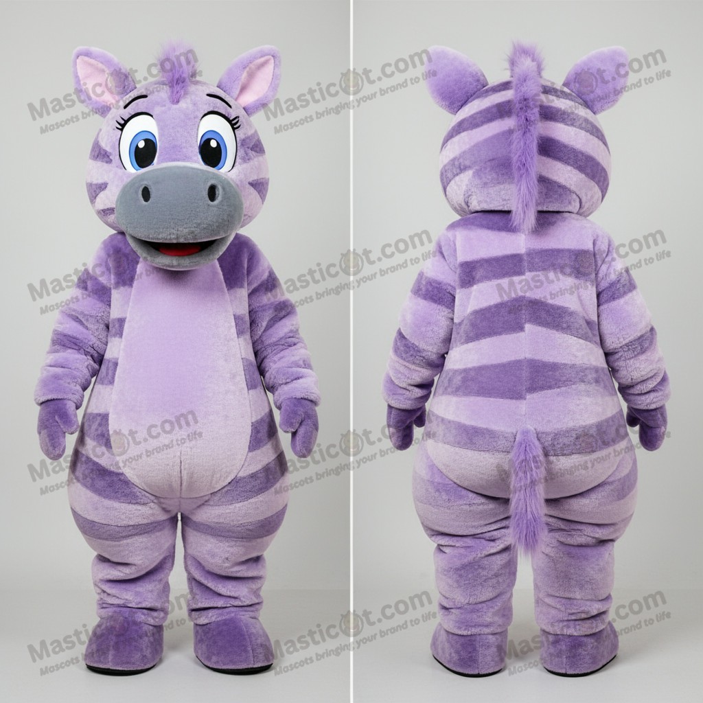 Lila gestreepte zebra mascotte pluche - Zebra - MASTICOT_4931 - Masticot.com
