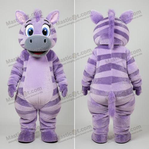 Lila gestreepte zebra mascotte pluche - Zebra - MASTICOT_4931 - Masticot.com