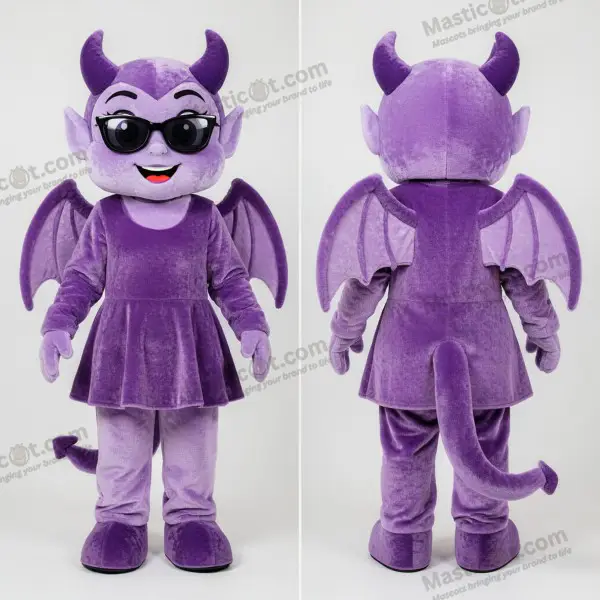 Lavender playful devil mascot - Devil - MASTICOT_49600 - Masticot.com