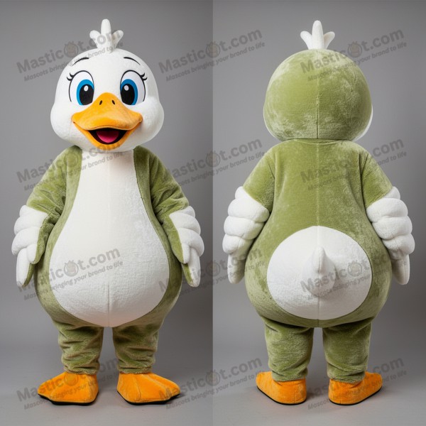 Velvety olive broad winged swans mascot - Masticot.com