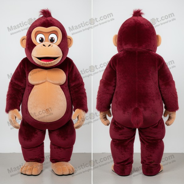 Maroon velvety cheeked orangutan mascot - Masticot.com