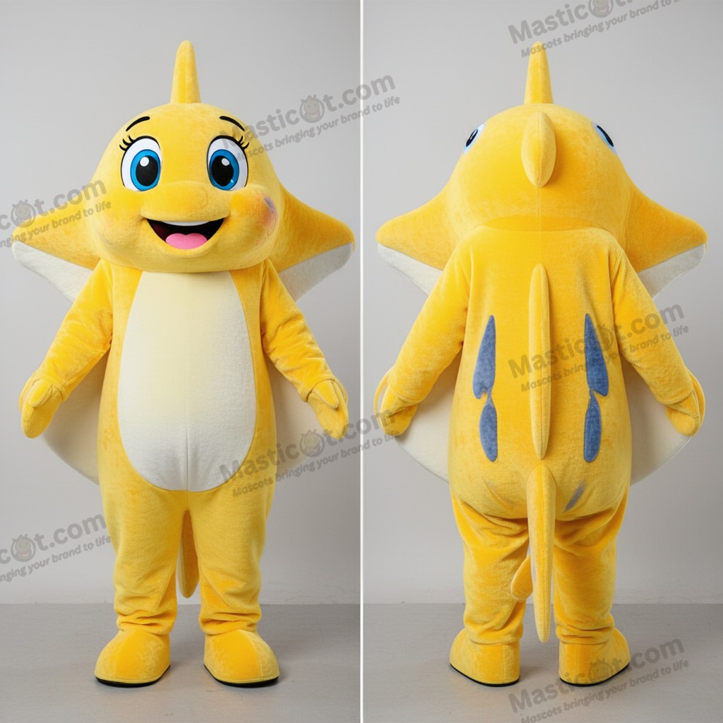 Mascote raia amarela vibrante - Arraia - MASTICOT_49684 - Masticot.com