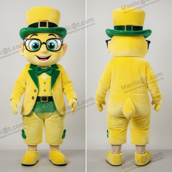 Lemongeel vrolijk leprechaun mascotte - Kabouter - MASTICOT_49707 - Masticot.com
