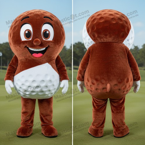 Rust orange velvety golf ball mascot - Masticot.com