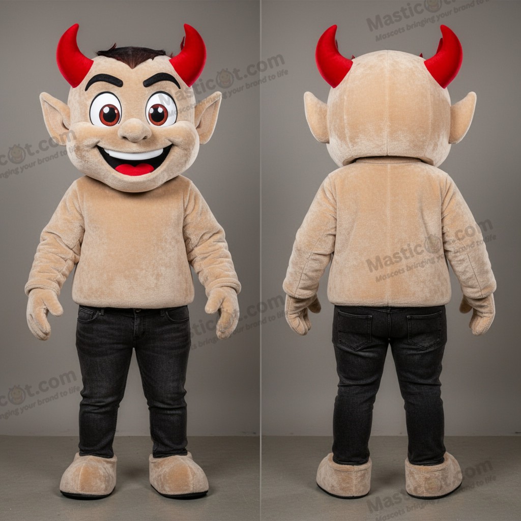 Beige padded devil mascot - Devil - MASTICOT_49797 - Masticot.com