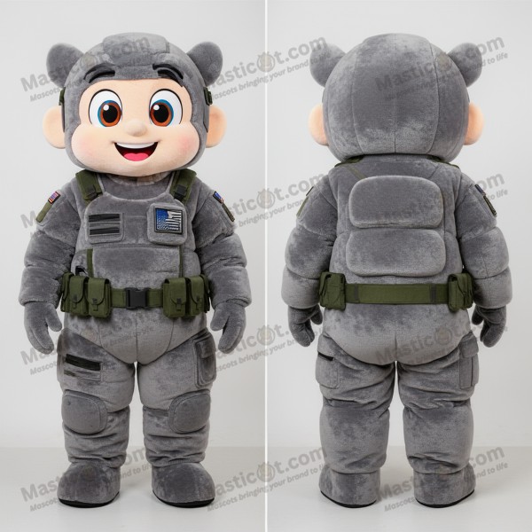 Slate Gray Cartoon Para Commando Mascot - Masticot.com