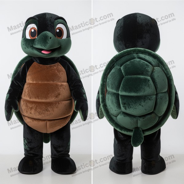 Emerald green broad shouldered sea turtle mascot -