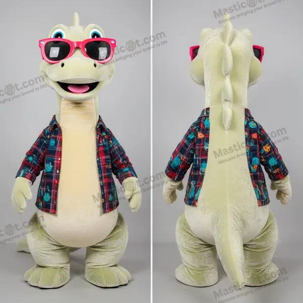 Cream Cartoon Loch Ness Monster Mascot - Loch Ness Monster - MASTICOT_49946 - Masticot.com