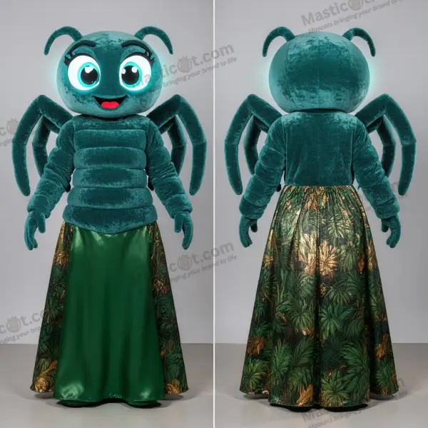 Teal velvety spider mascot - Spider - MASTICOT_49996 - Masticot.com