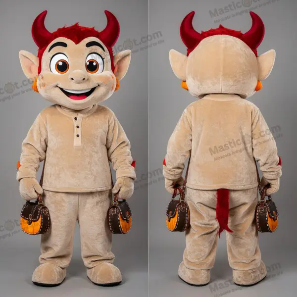 Beige horned devil mascot - Devil - MASTICOT_50008 - Masticot.com
