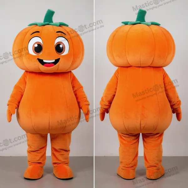 Rust orange wide eyed pumpkin mascot - Pumpkin - MASTICOT_50019 - Masticot.com