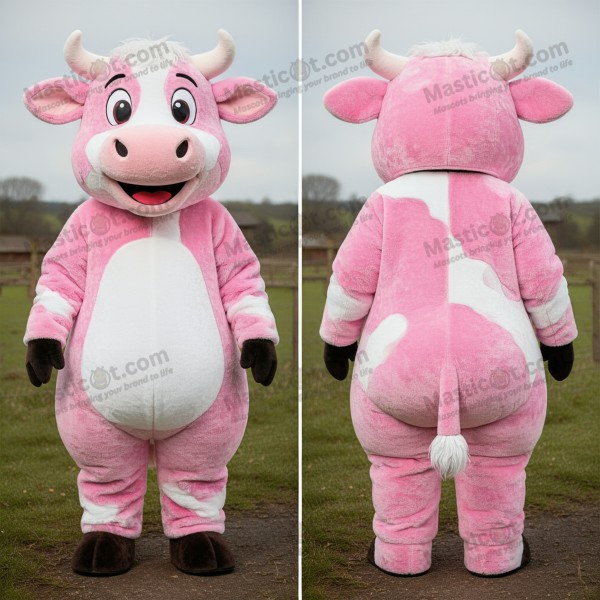 Velvety pink spotted hereford cow mascot - Masticot.com